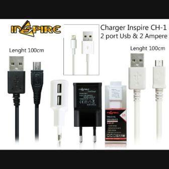 Charger Inspire Ch1 Colokan Micro Usb2 Port Usb 2A