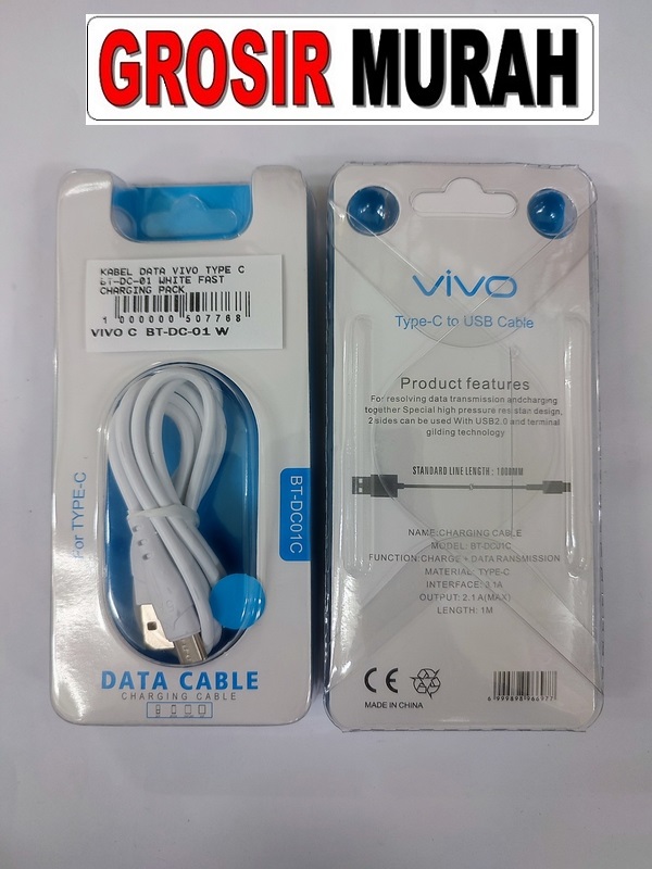 Vivo Type C BT-DC-01 Kabel Charger Fast Sparepart Hp Vivo Type C Cable Charge Fast Charging Usb Super Vooc Spare Part Hp Grosir