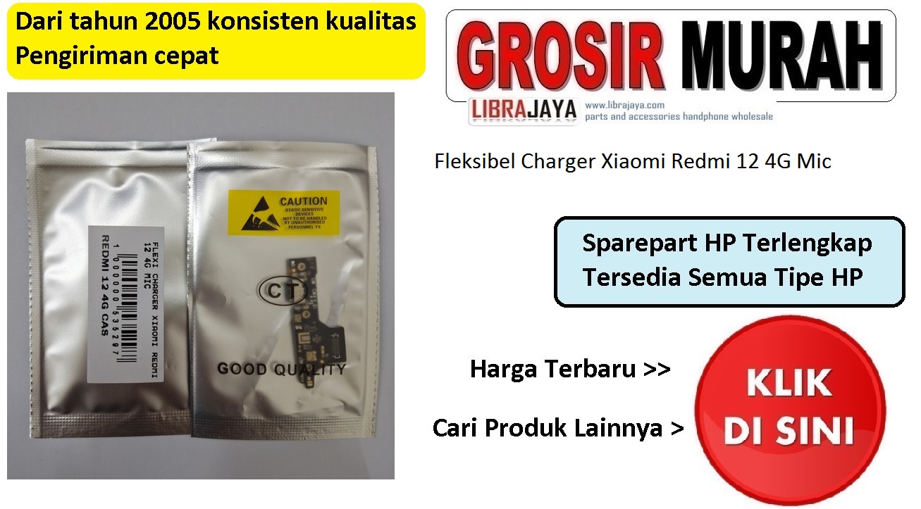 Jual Flexi Charger Xiaomi Redmi 12 4G Fleksibel Flexible Fleksi Flexibel Flex Con Tc Connector Pcb Konektor cas papan charging