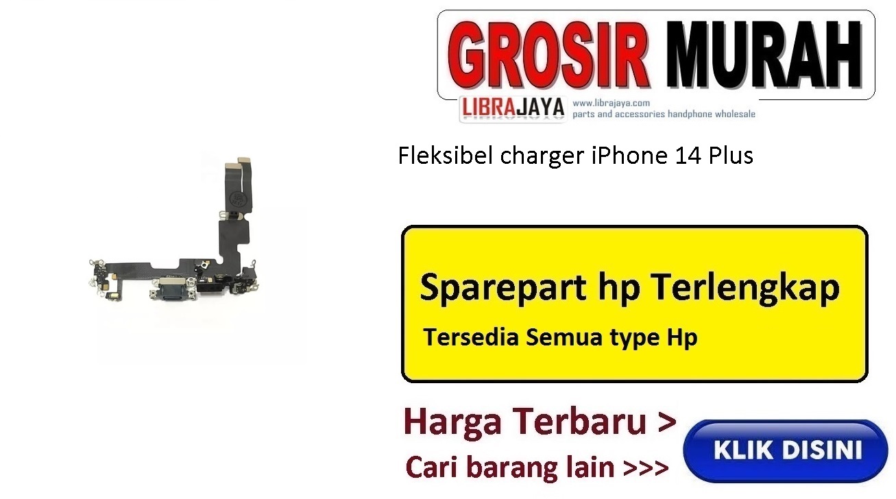 Jual Flexi charger iPhone 14 Plus Black Fleksibel Flexible Fleksi Flexibel Flex Con Tc Connector Pcb Konektor cas papan charging