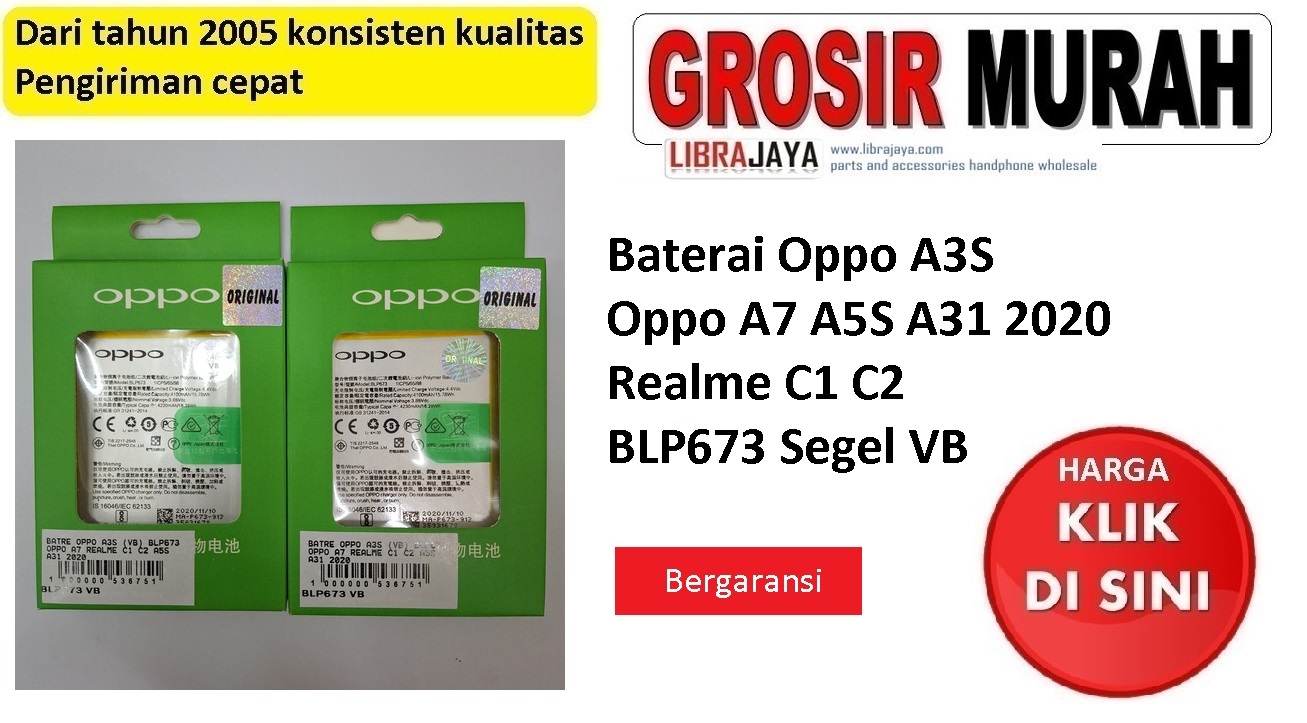 Baterai Oppo A3S Oppo A7 Realme C1 C2 A5S A31 2020 BLP673 Segel VB | Baterai Oppo A7 | Baterai Realme C1 | Baterai Realme C2 | Baterai Oppo A5s | Baterai Oppo A31 2020 | BLP673 bergaransi