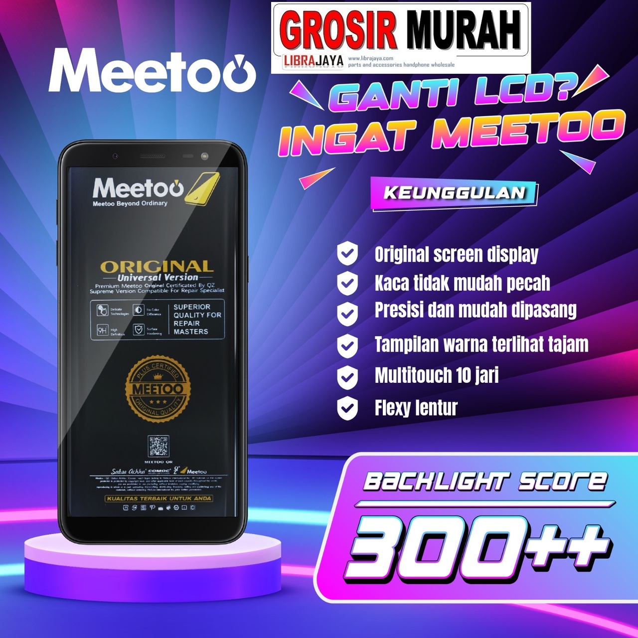 Lcd merk meetoo bergaransi meski sudah di lem
