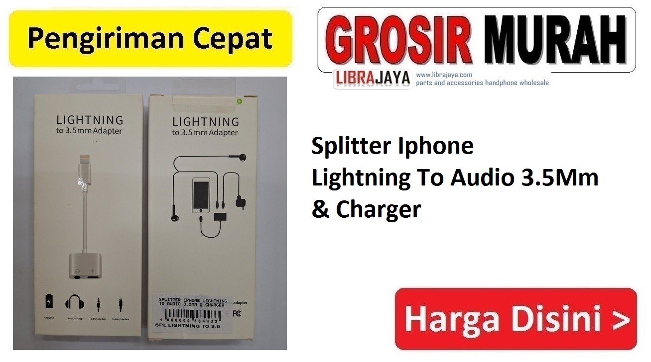 Jual Splitter Iphone Lightning To Audio 3.5Mm