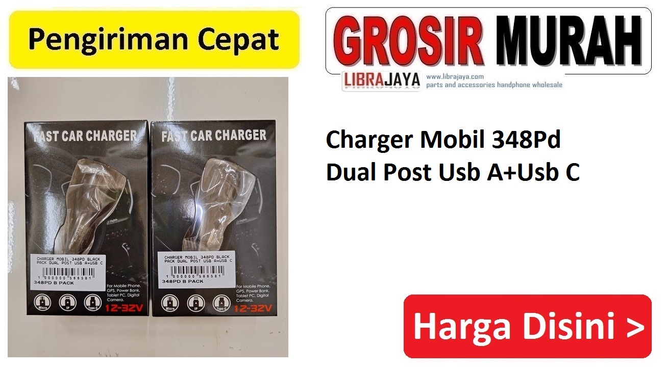 Jual Charger Mobil 348Pd Dual Post Usb A+Usb C Tc Casan usb Car