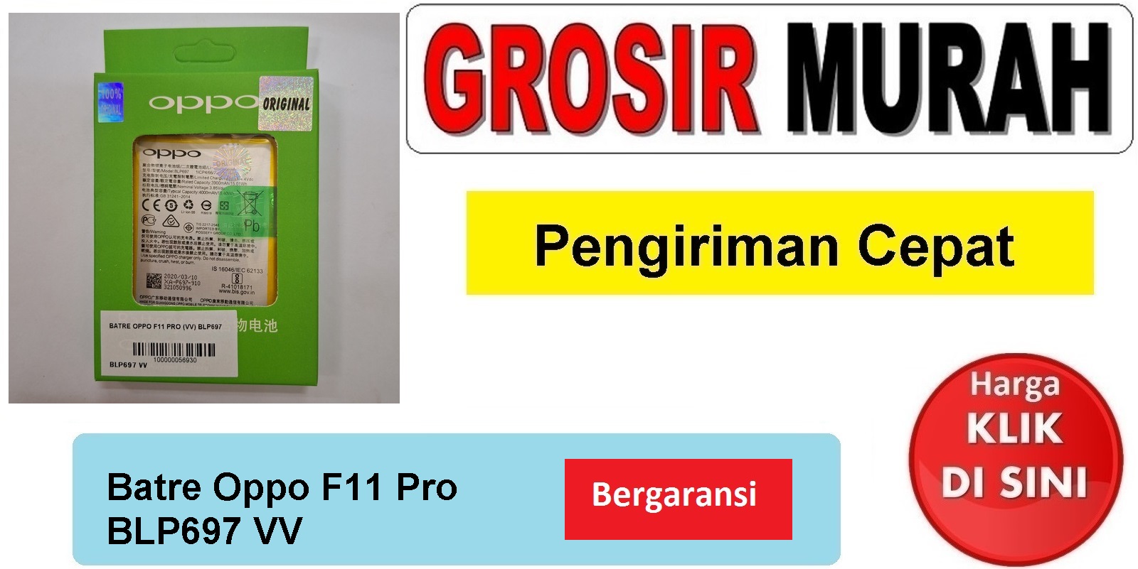 Jual Batre Oppo F11 Pro BLP697 VV Baterai Battery