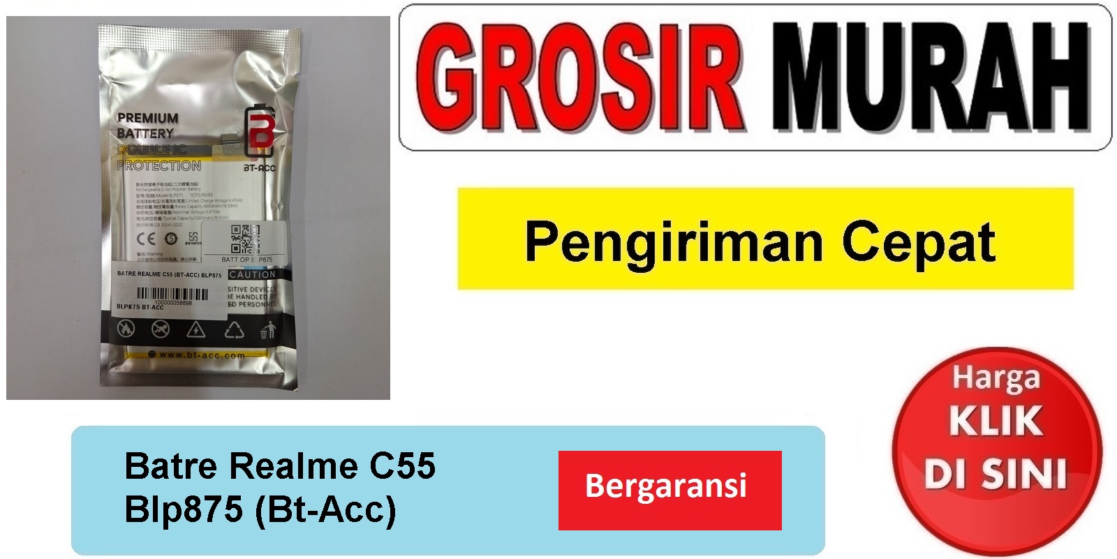 Jual Batre Realme C55 Blp875 Bt-Acc Baterai Battery