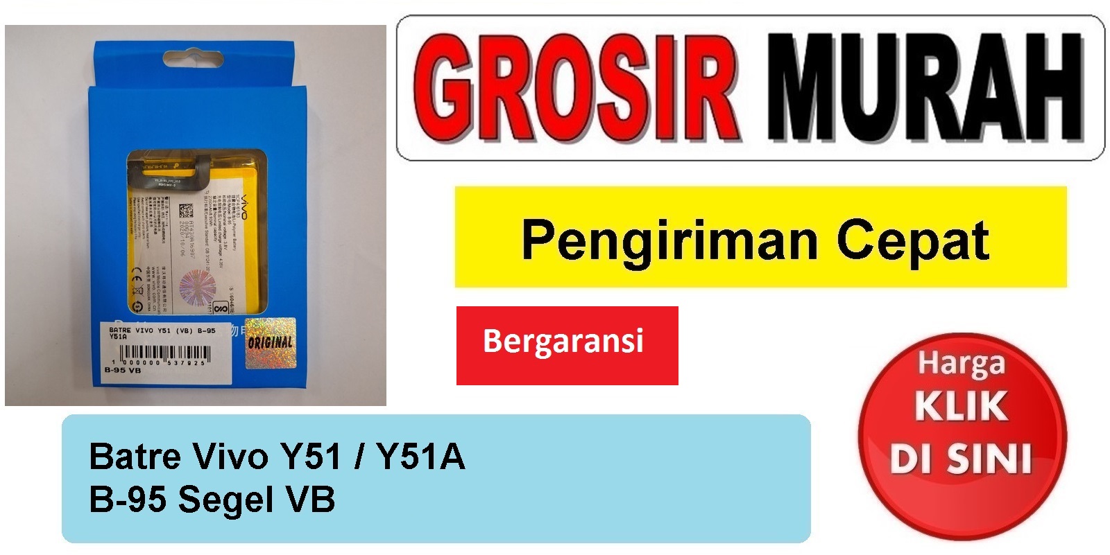 Jual Batre Vivo Y51 Y51A B-95 Vb Baterai Battery