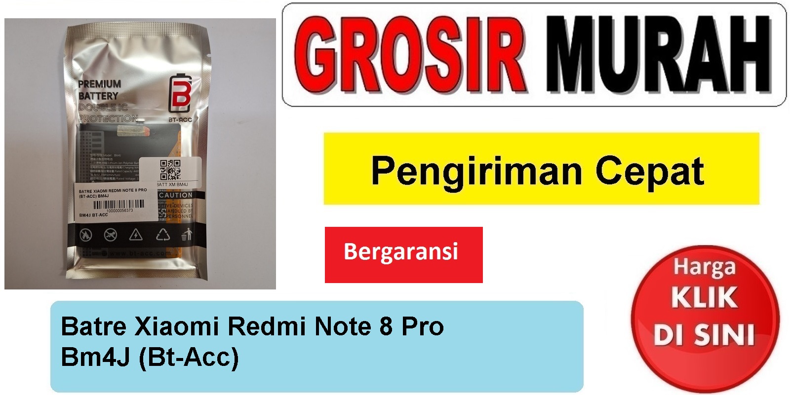 Jual Batre Xiaomi Redmi Note 8 Pro Bm4J Bt-Acc Baterai Battery