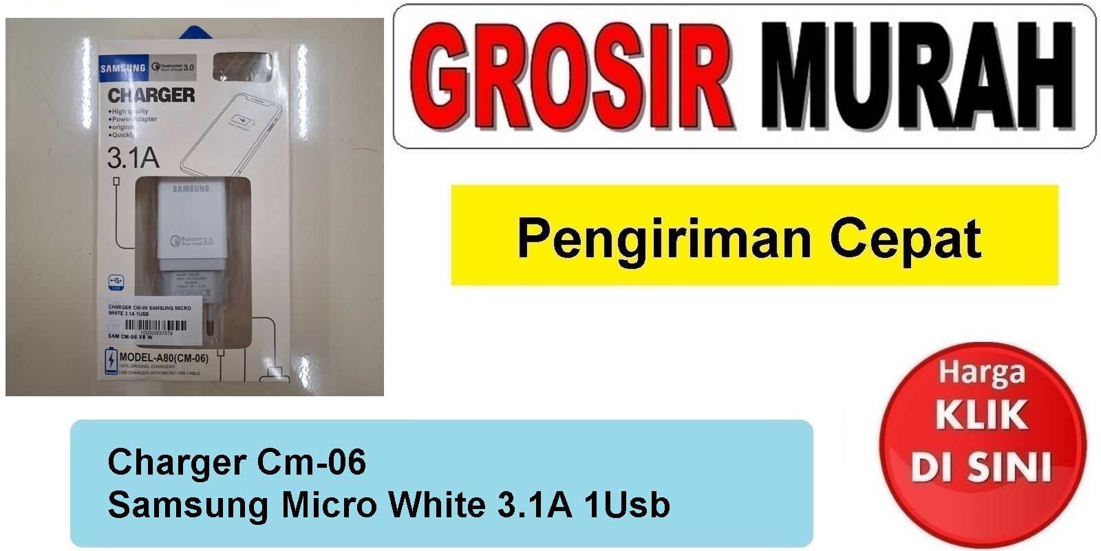 Jual Charger Cm-06 Samsung Micro White 3.1A 1Usb