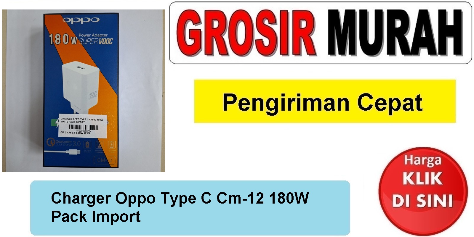 Jual Charger Oppo Type C Cm-12 180W Pack Import casan tc usb cas