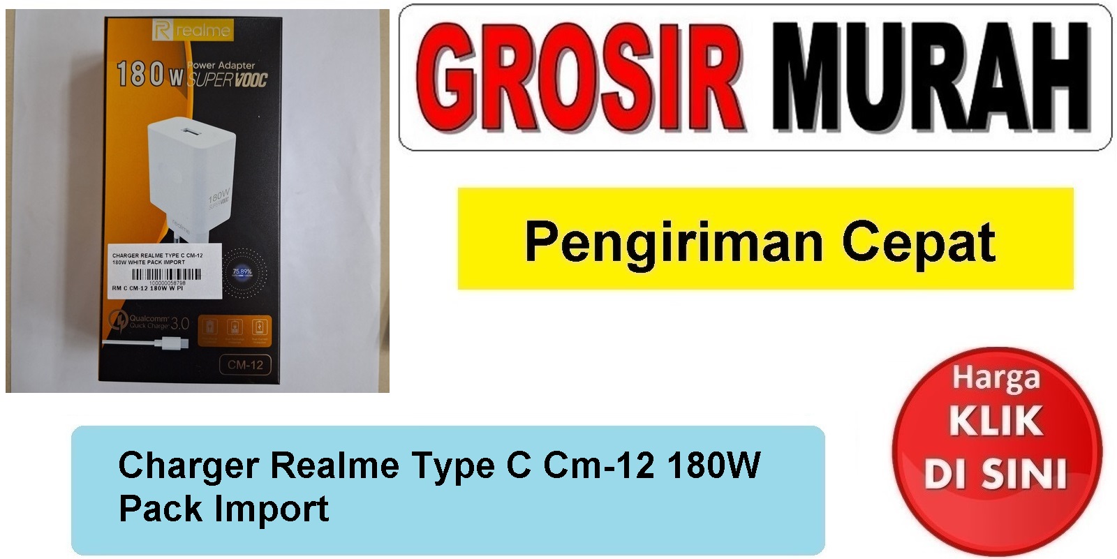 Jual Charger Realme Type C Cm-12 180W casan tc usb cas