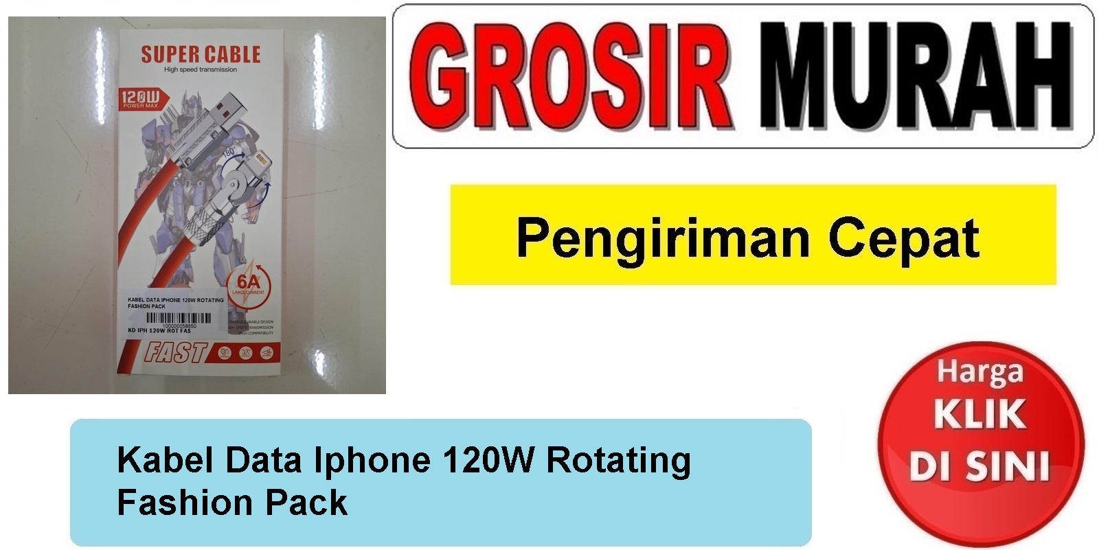 Jual Kabel Data Iphone 120W Rotating Fashion Pack