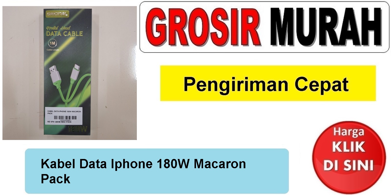 Jual Kabel Data Iphone 180W Macaron Pack