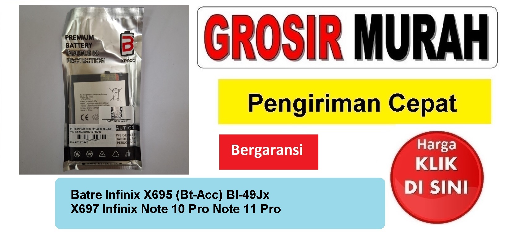 Jual Batre Infinix X695 X697 Infinix Note 10 Pro Note 11 Pro Bl-49Jx Bt-acc Baterai Battery