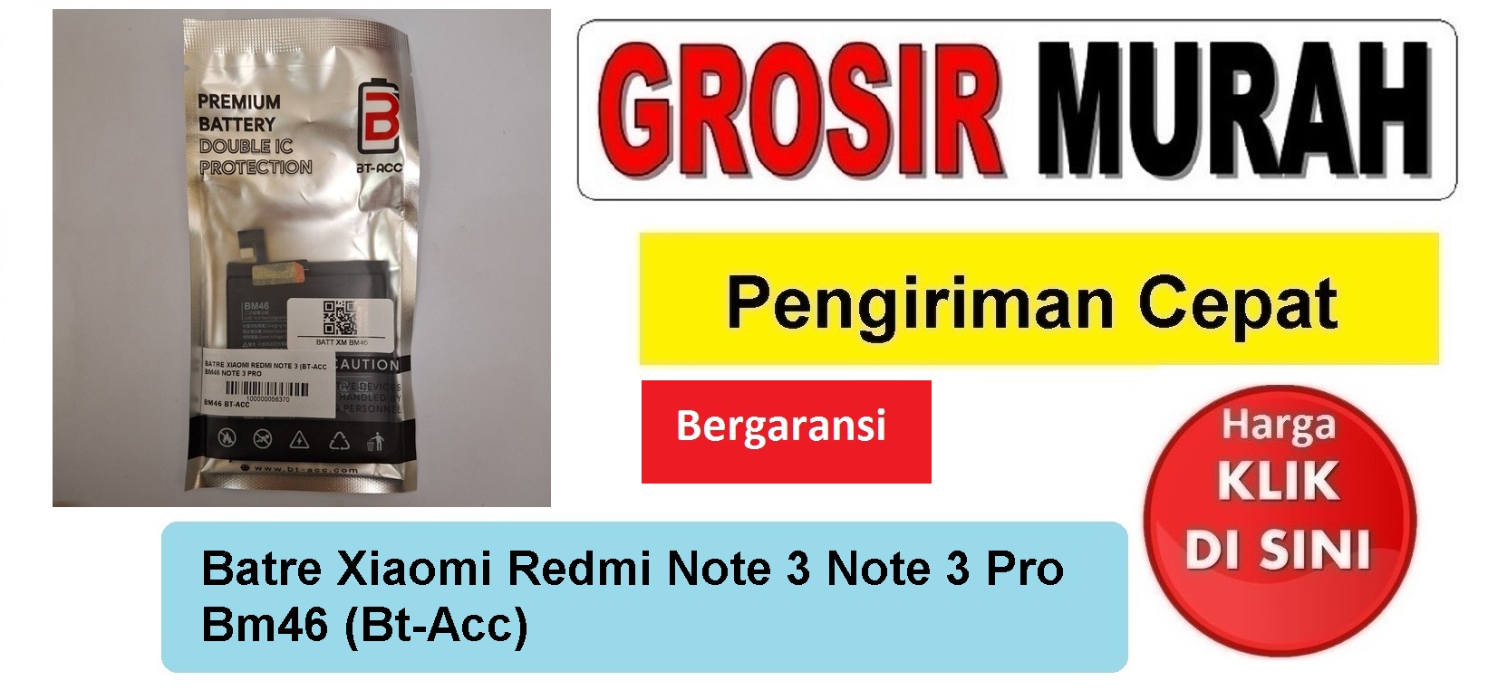 Jual Batre Xiaomi Redmi Note 3 Bm46 Bt-acc Baterai Battery