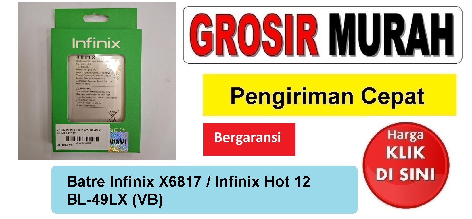 Jual Batre Infinix X6817 Infinix Hot 12 BL-49LX Vb Baterai Battery