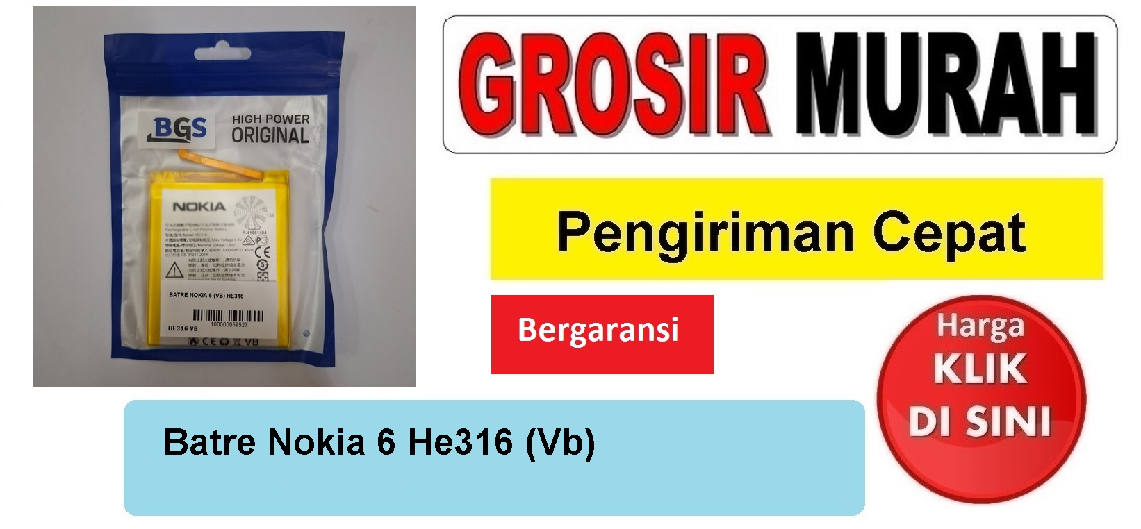 Jual Batre Nokia 6 He316 Vb Baterai Battery