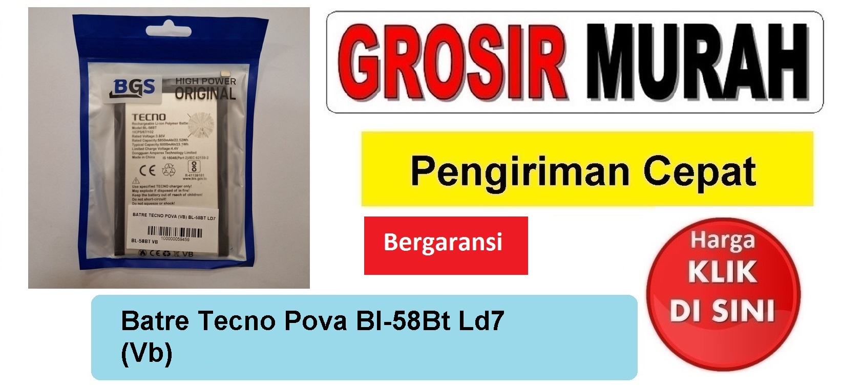 Jual Batre Tecno Pova Bl-58Bt Ld7 Vb Baterai Battery