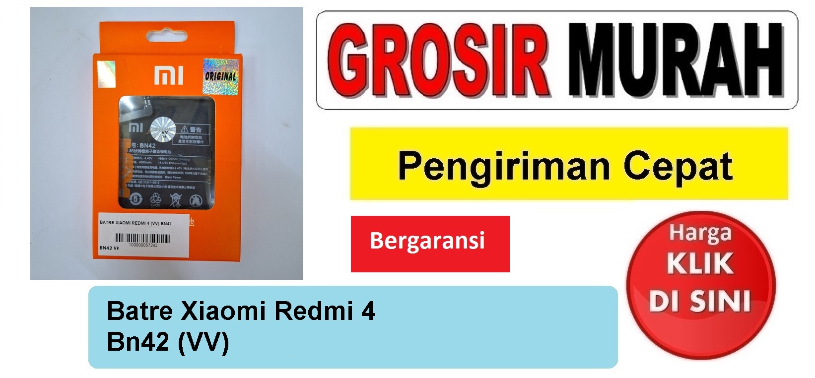 Jual Batre Xiaomi Redmi 4 Bn42 Vv Baterai Battery