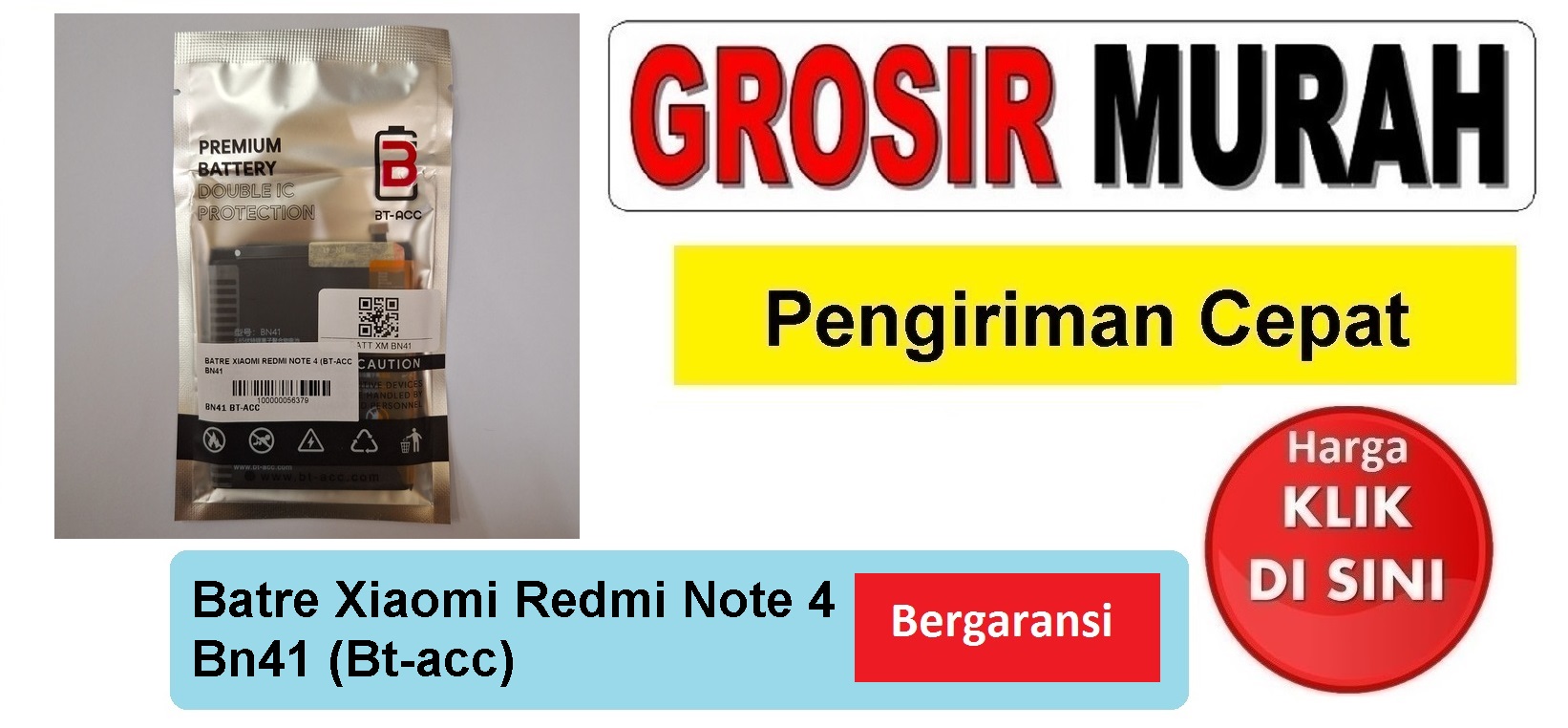 Jual Batre Xiaomi Redmi Note 4 Bn41 Bt-Acc Baterai Battery