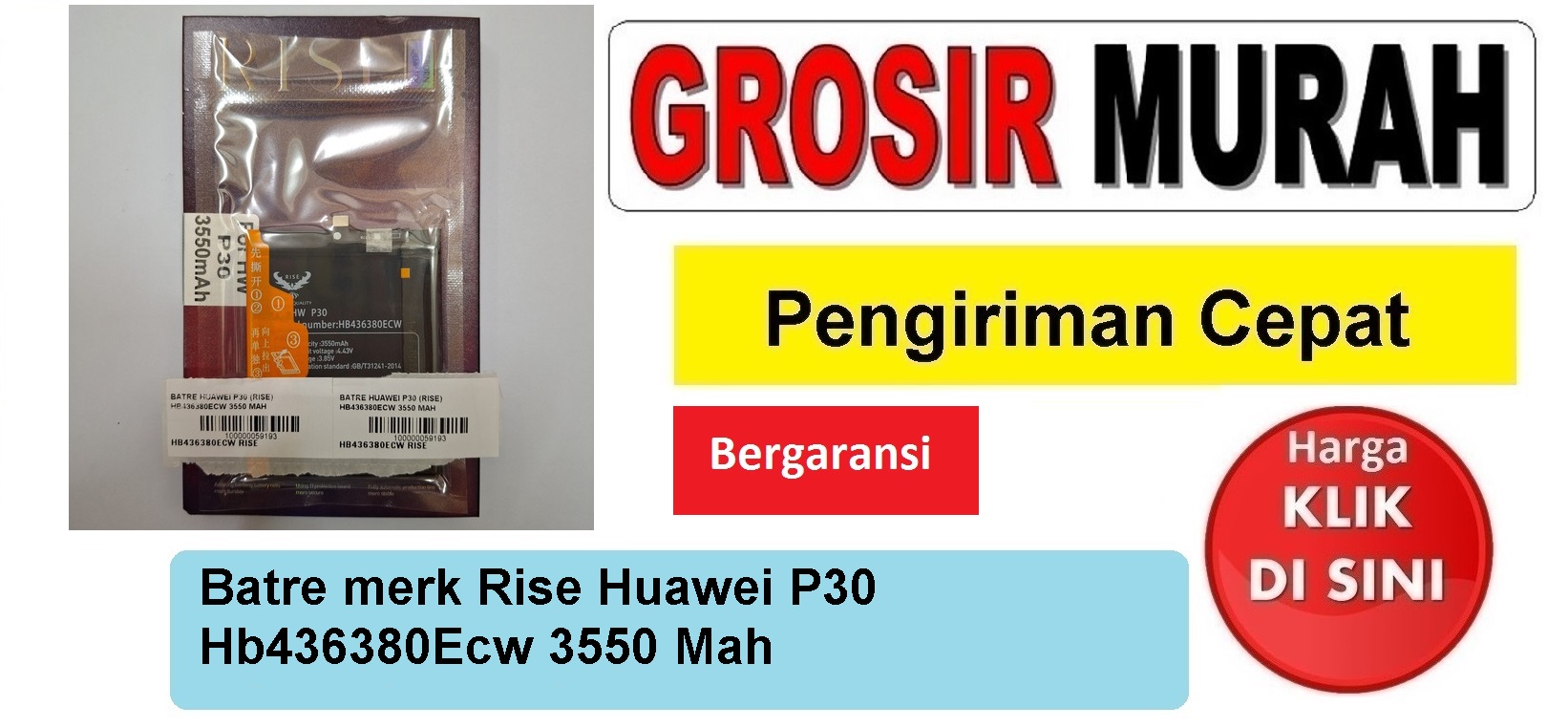 Jual Batre Huawei P30 Hb436380Ecw Rise Baterai Battery