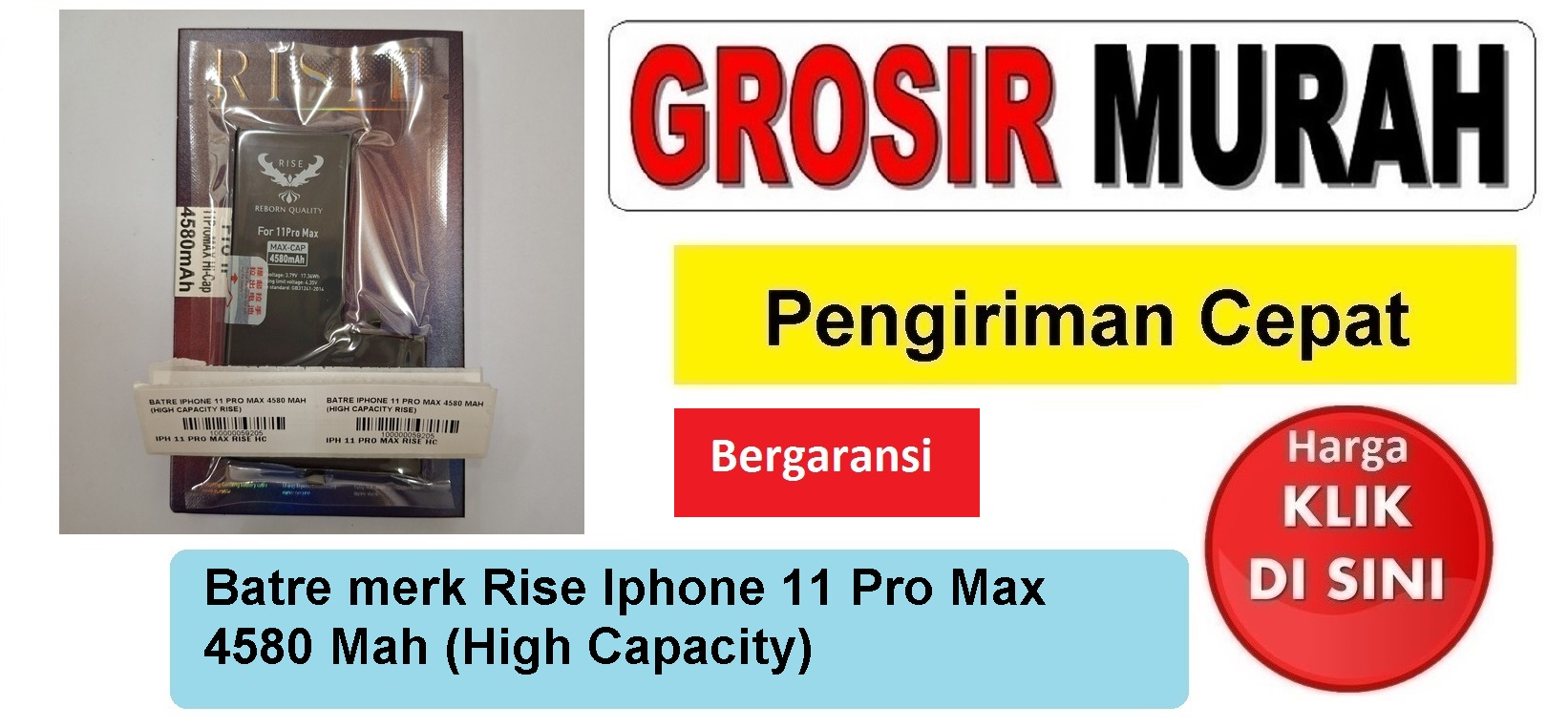 Jual Batre Iphone 11 Pro Max Rise Baterai Battery