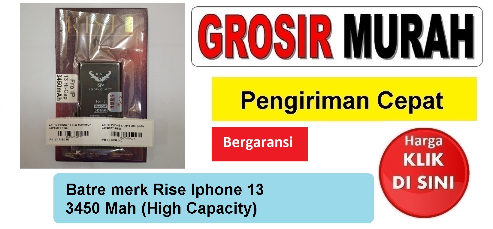 Jual Batre Iphone 13 High Capacity Rise Baterai Battery