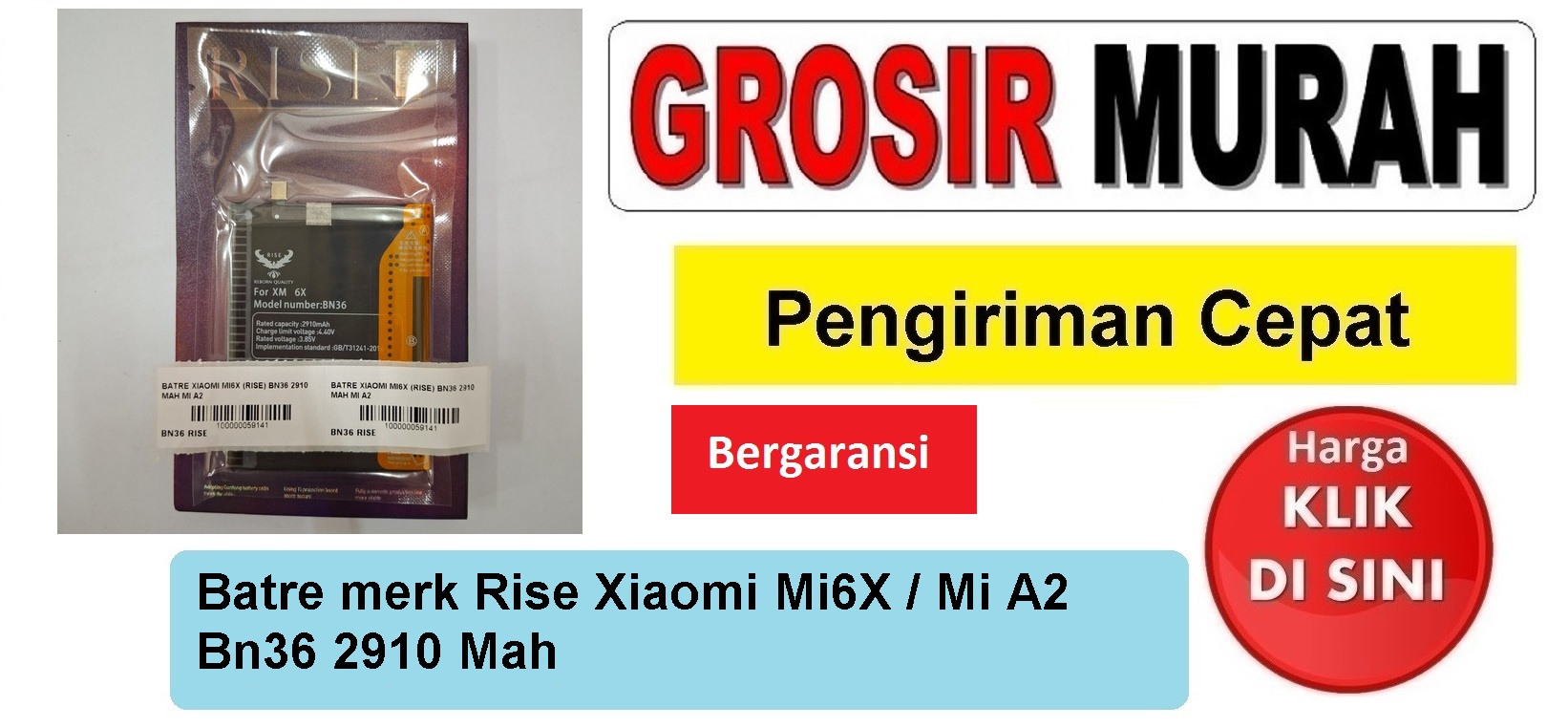Jual Batre Xiaomi Mi6X Bn36 Rise Baterai Battery