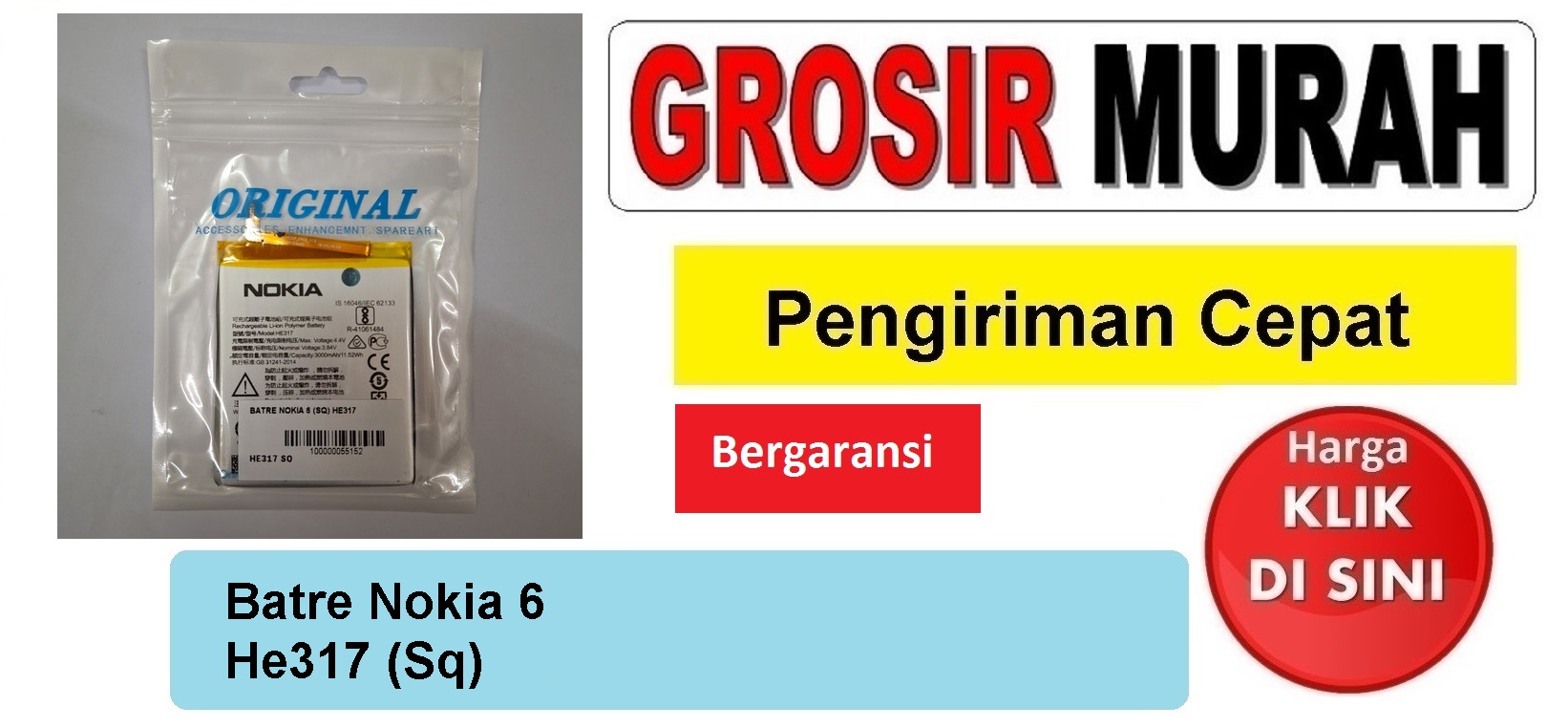 Jual Batre Nokia 6 He317 Sq Baterai Battery