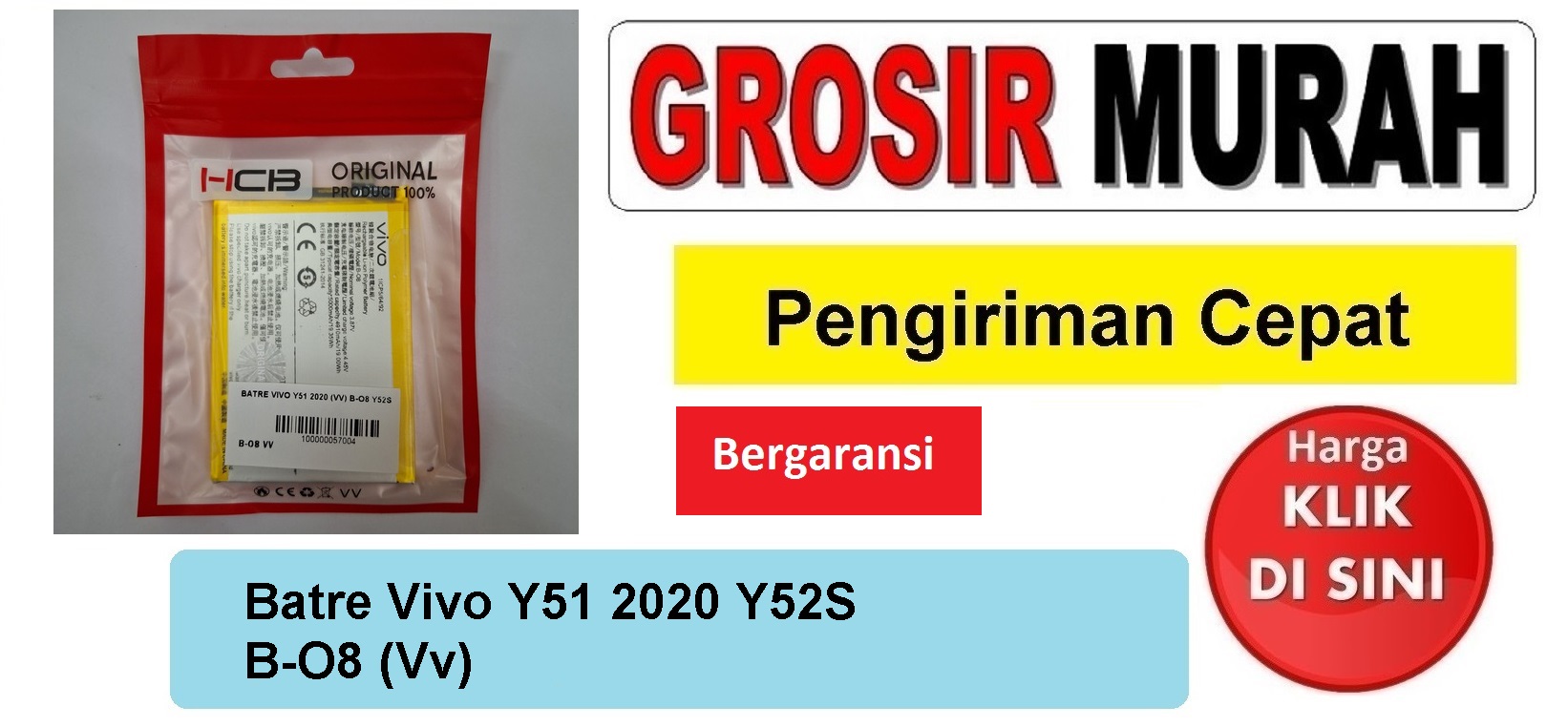 Jual Batre Vivo Y51 2020 Y52S B-O8 Vv Baterai Battery