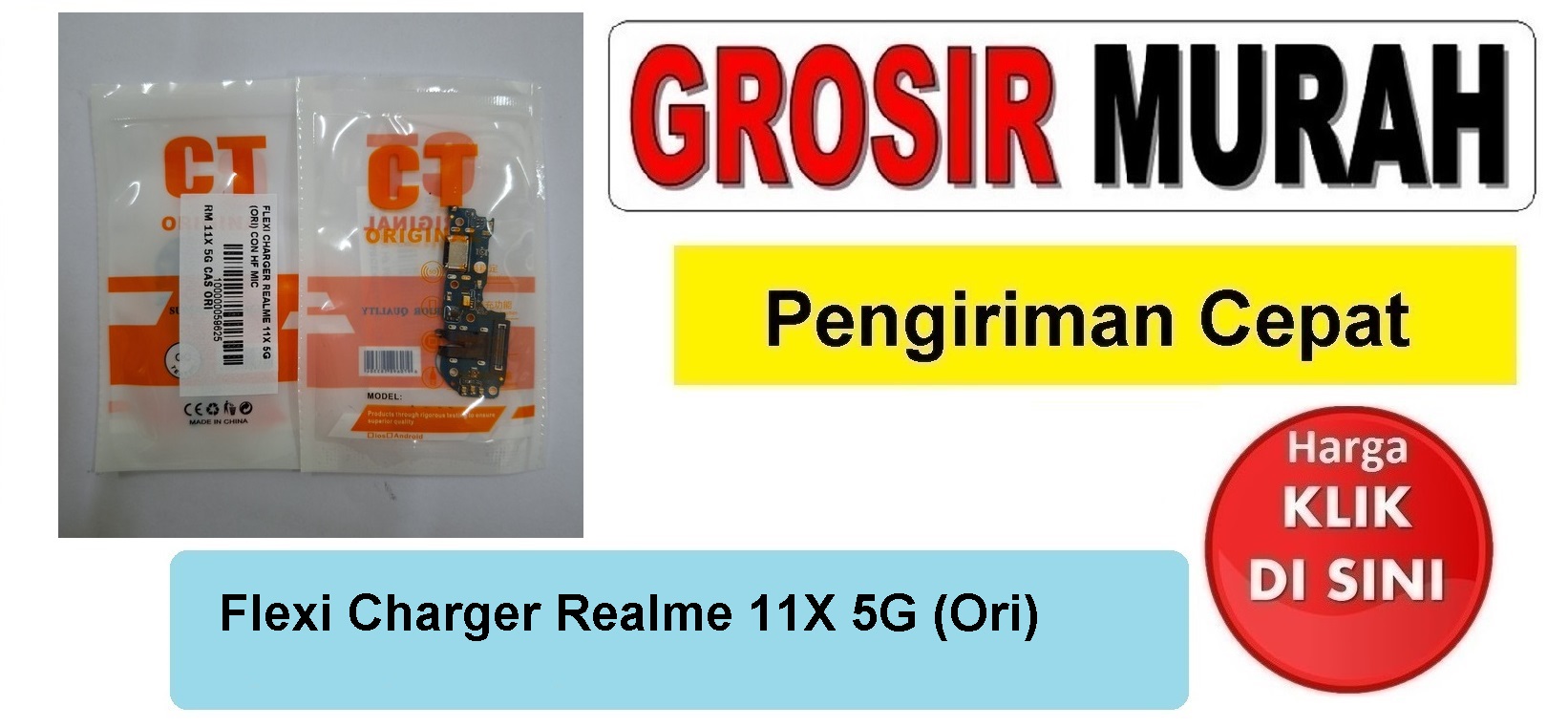 Jual Flexi Charger Realme 11X 5G (Ori) Fleksibel Flexible Fleksi Flexibel Flex Con Tc Connector Pcb Konektor cas papan charging