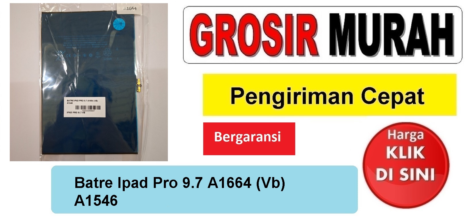 Jual Batre Ipad Pro 9.7 A1664 (Vb) A1546 Baterai Battery