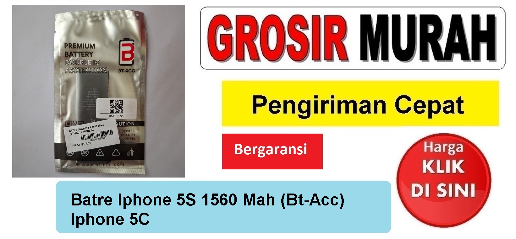 Jual Batre Iphone 5S 1560 Mah (Bt-Acc) Iphone 5C Baterai Battery
