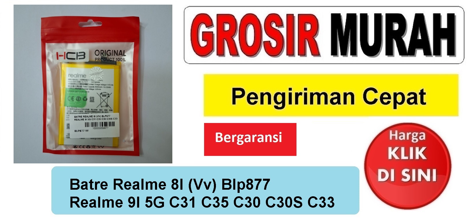 Jual Batre Realme 8I Realme 9I 5G C31 C35 C30 C30S C33 Blp877 Vv Baterai Battery