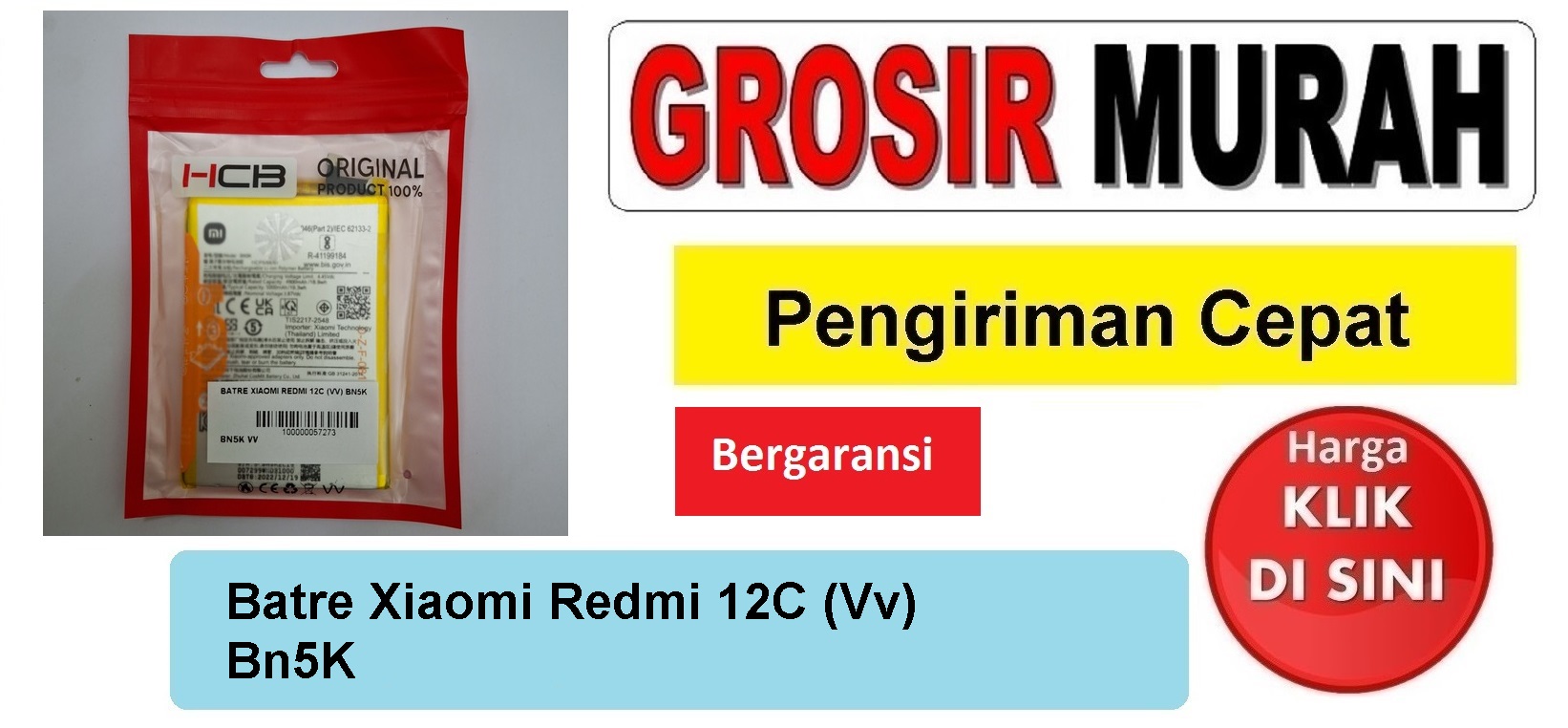 Jual Batre Xiaomi Redmi 12C (Vv) Bn5K Baterai Battery