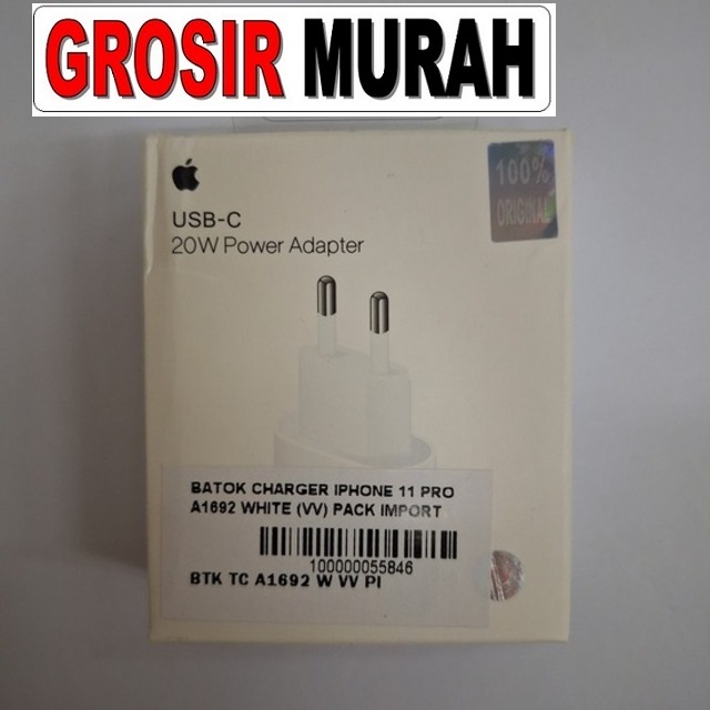 Batok Charger Iphone 11 Pro A1692 White (Vv) Pack Import