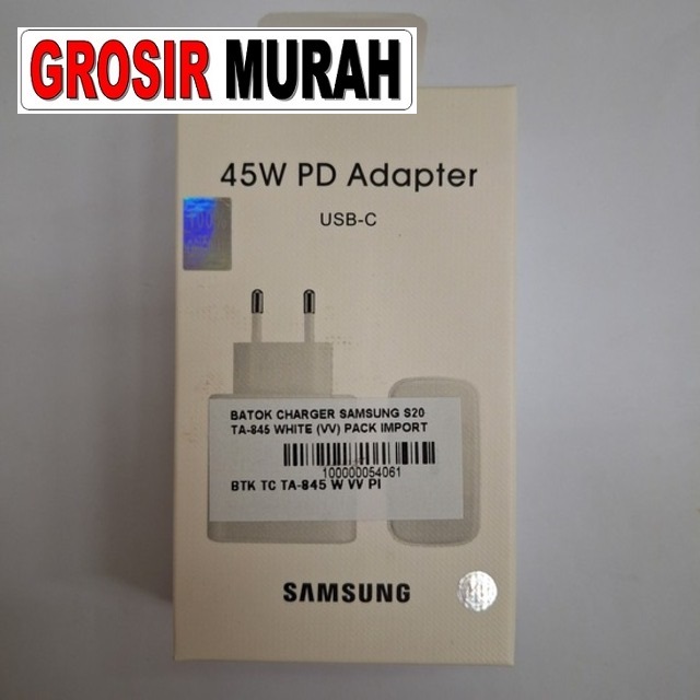 Batok Charger Samsung S20 Ta-845 White (Vv) Pack Import
