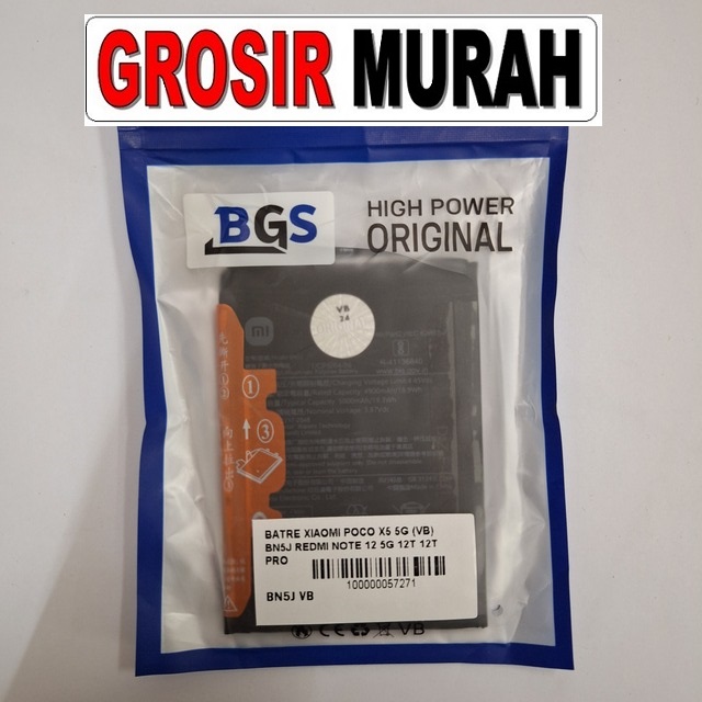 Batre Poco X5 5G VB BN5J Redmi Note 12 5G 12T 12T Pro