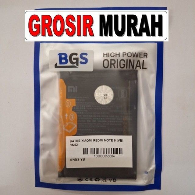 Batre Xiaomi Redmi Note 9 VB BN52