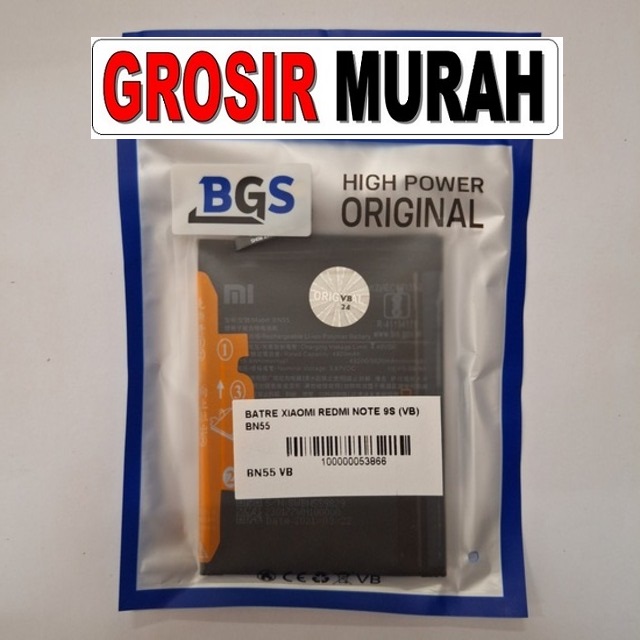Batre Xiaomi Redmi Note 9S VB BN55
