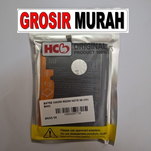 Batre Xiaomi Redmi Note 9S VV BN55