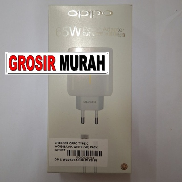 Charger Oppo Type C Wc0506A3Hk White (Vb) Pack Import