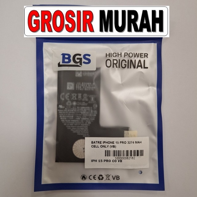 Batre Iphone 15 Pro 3274 Mah Cell Only (Vb)