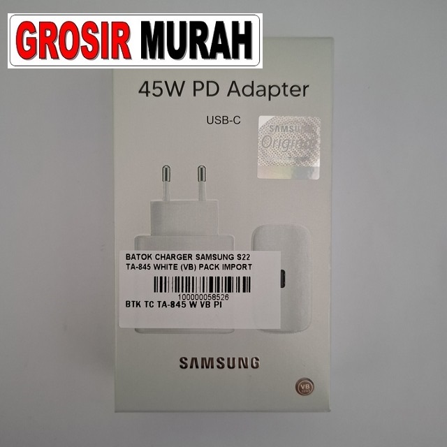 Batok Charger Samsung S22 Ta-845 White Vb Import