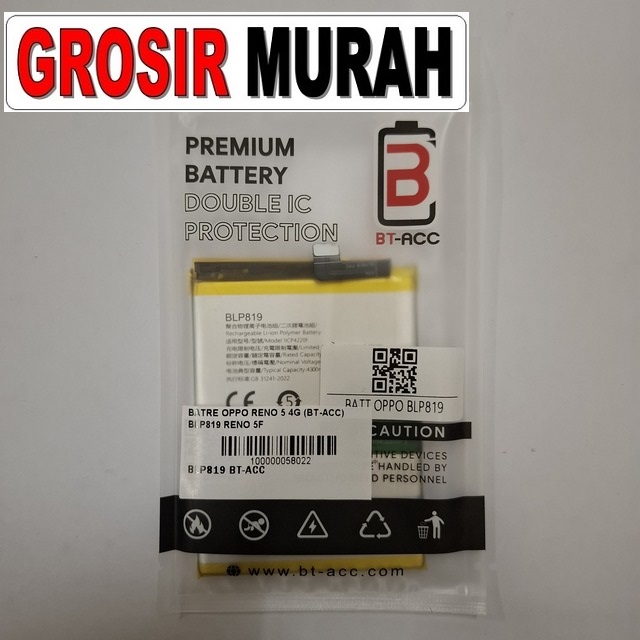 Batre Oppo Reno 5 4G BLP819 BT-ACC kompatibel Reno 5F