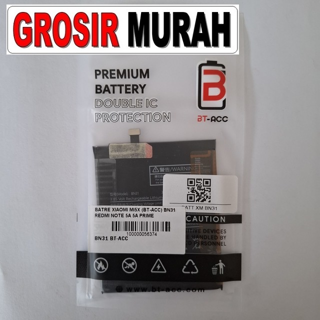 Batre Xiaomi Mi5X BN31 Bt-Acc Redmi Note 5A 5A Prime