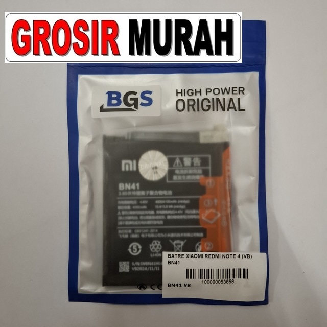 Batre Xiaomi Redmi Note 4 VB BN41