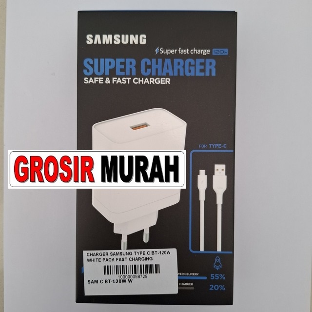 Charger Samsung Type C BT-120W White Pack Fast Charging