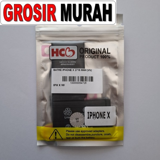 Batre iPhone X 2716 mAh VV sparepart pengganti