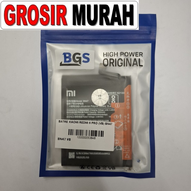 Batre Xiaomi Redmi 6 Pro VB BN47 Mi A2 Lite